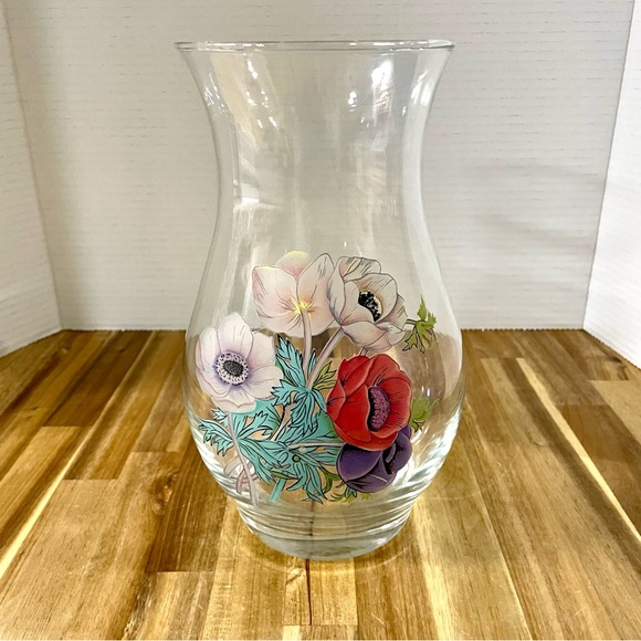 Vintage Gibson Housewares Floral Clear Glass Vase Made in Turkey - Picture 2 of 8